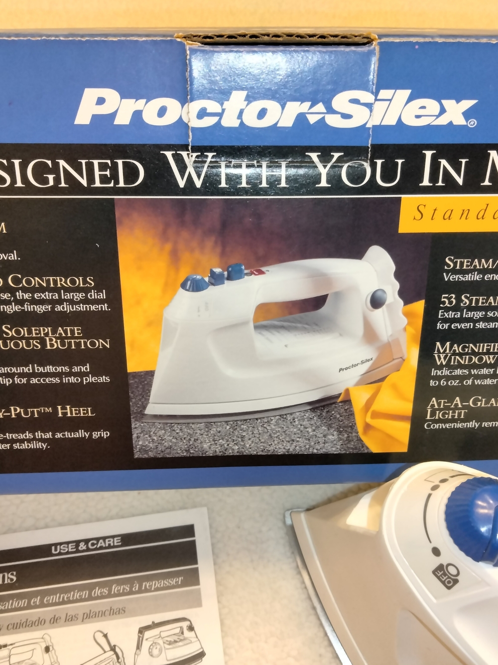 Proctor Silex | White and Blue Steam Iron - Including Box & Instructions